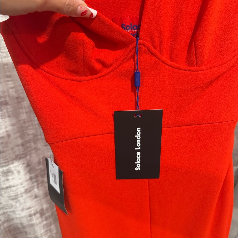 Solace London Red Maxi Dress with Front Slit size 2 - Picture 7 of 10